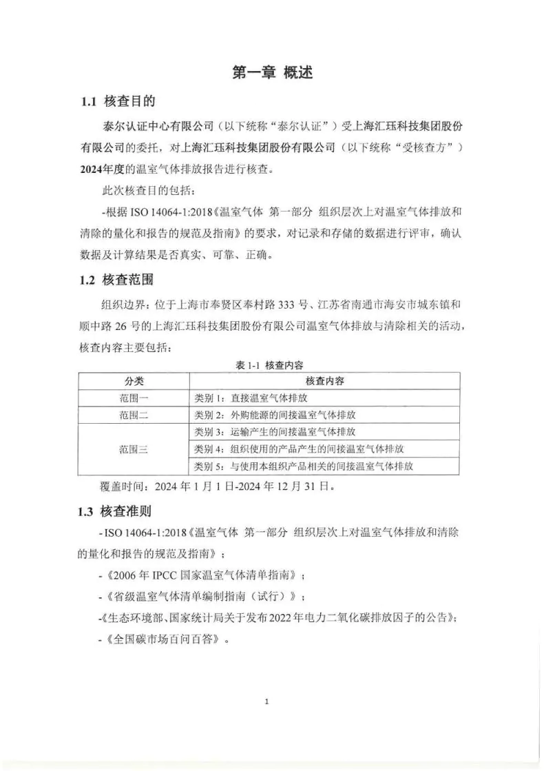 2024年度匯玨科技集團溫室氣體核查聲明及對應報告信息披露